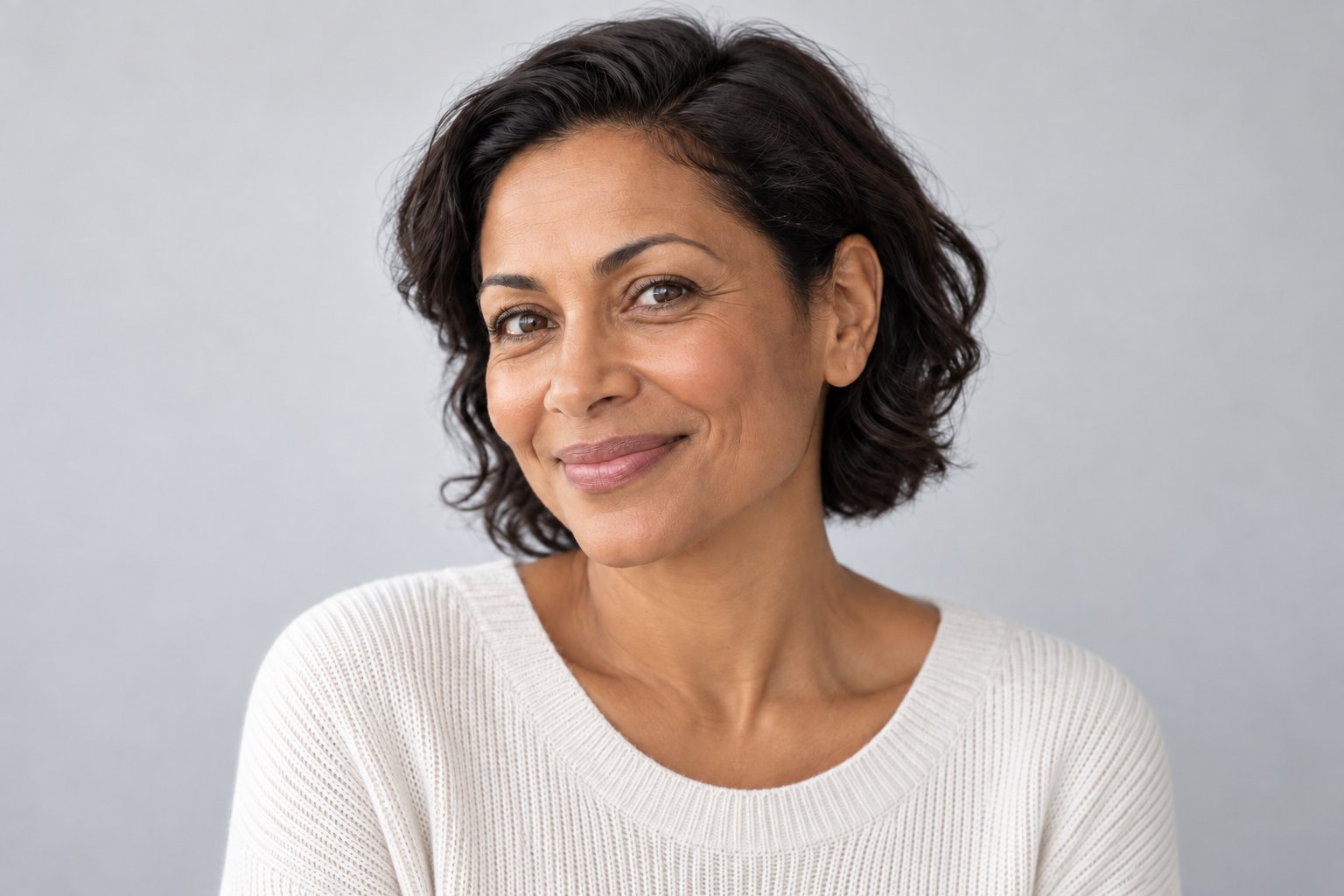 Illustrative close portrait showing natural outer eye lines