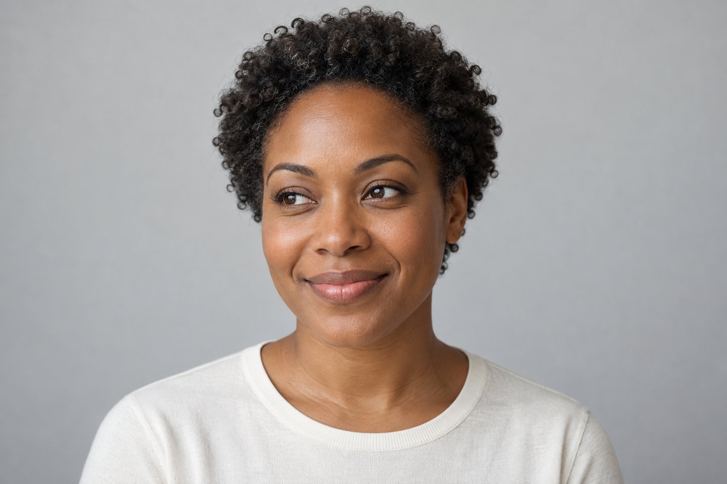 Illustrative portrait showing a natural, relaxed facial expression