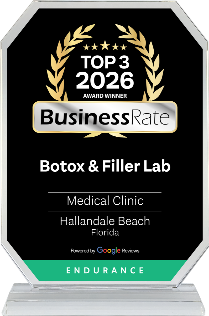 BusinessRate Top 3 2026 Award Winner crystal for Botox & Filler Lab Medical Clinic in Hallandale Beach Florida