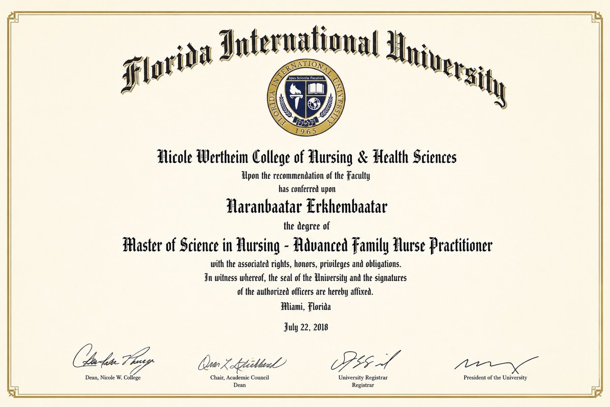 Florida International University Master of Science in Nursing certificate