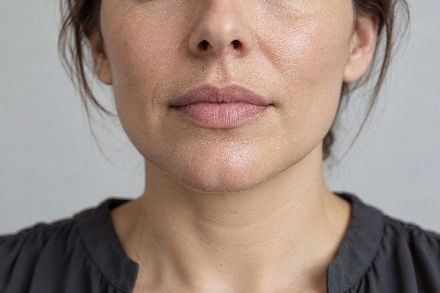 Illustrative close-up of the natural lip border and surrounding skin